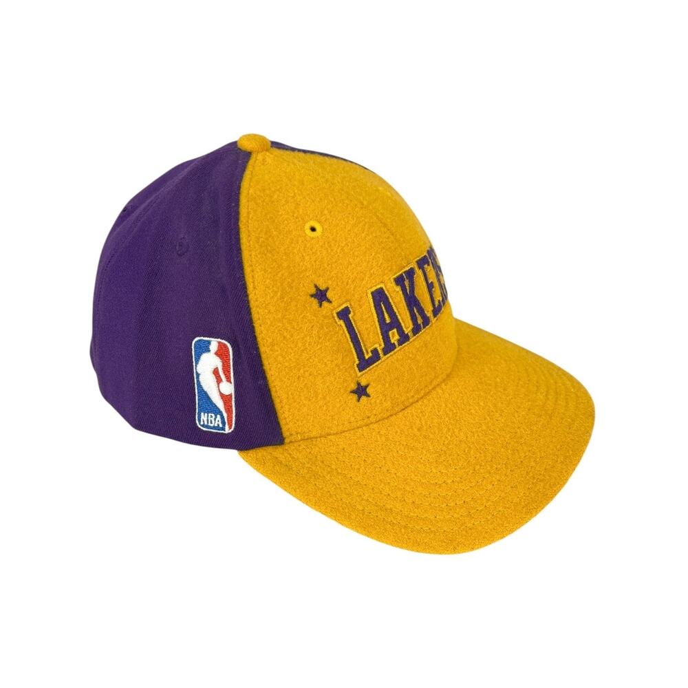 Vintage Style NBA LOS ANGELES LAKERS WOOL Hat Cap NIKE Yellow Purple Size XL